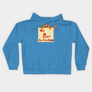 Cute Kitty, "Will Purr for Food" Kids Hoodie